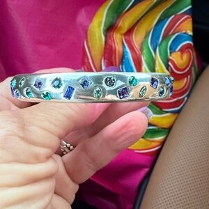 Brighton live messages Colorful Gemstone Silver Bangle bracelet NWT